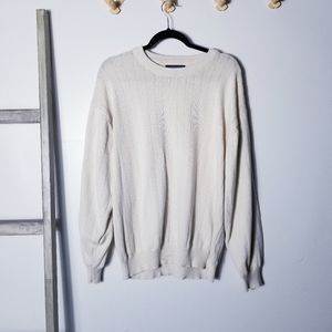 HATHAWAY SPORT MEN'S CREAM 100% COMBED COTTON BRUNSWICK CREWNECK SWEATER SIZE XL